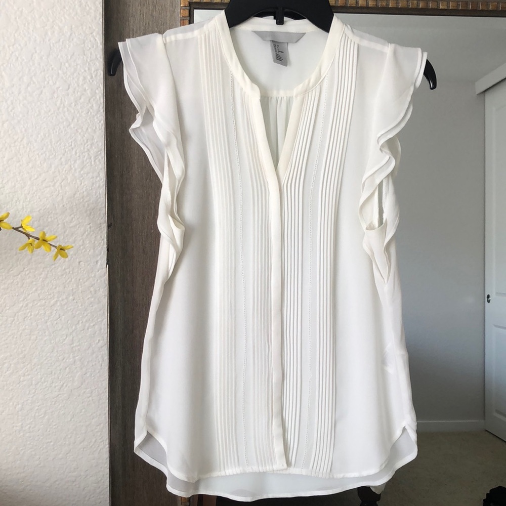 H&M white shirt sleeve dressy blouse